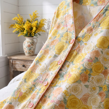 Completo da casa in cotone a 3 pezzi con rose gialle - image 4