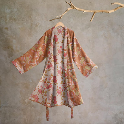 Kimono in cotone con stampa botanica di melograno - Verde e rosso - 2XL - image 0