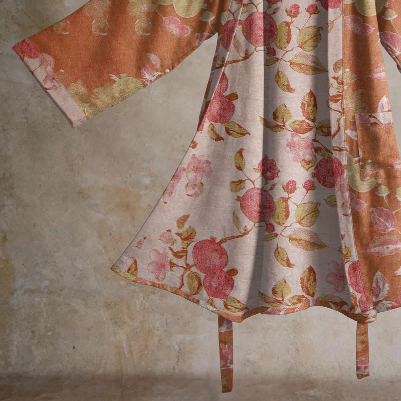 Kimono in cotone con stampa botanica di melograno - image 4