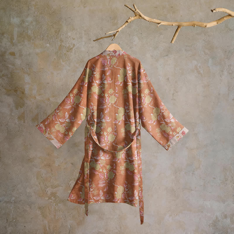 Kimono in cotone con stampa botanica di melograno - image 1
