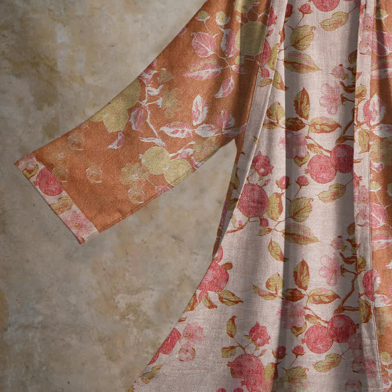 Kimono in cotone con stampa botanica di melograno - image 3