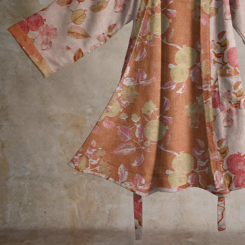 Kimono in cotone con stampa botanica di melograno - image 10