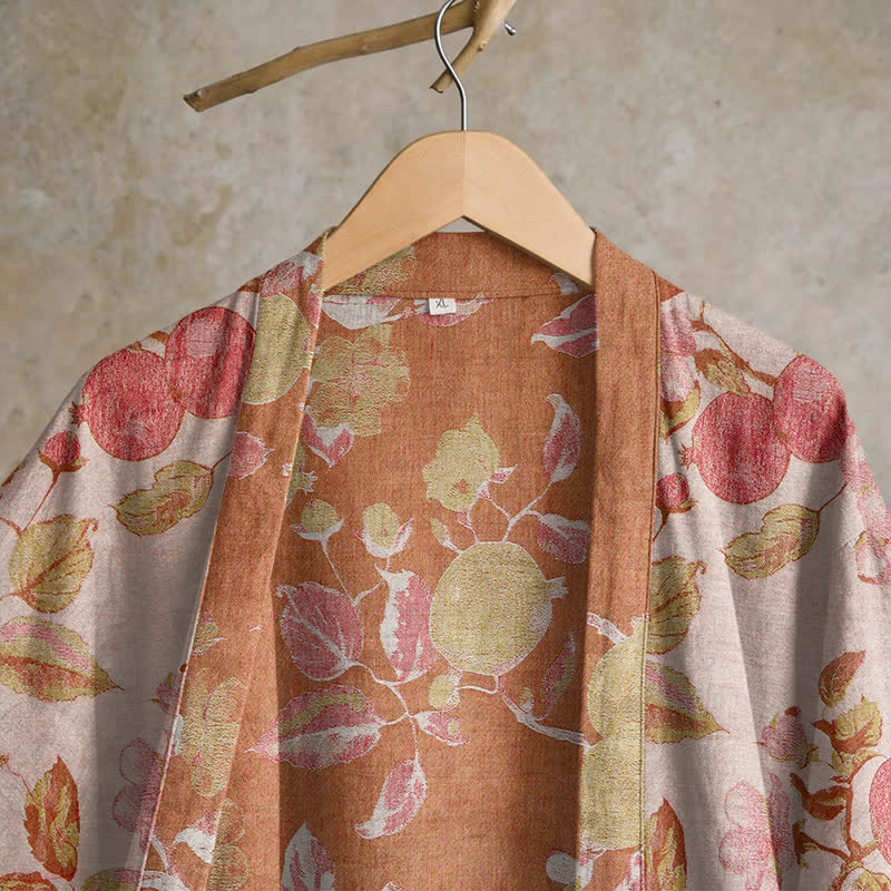 Kimono in cotone con stampa botanica di melograno - image 8