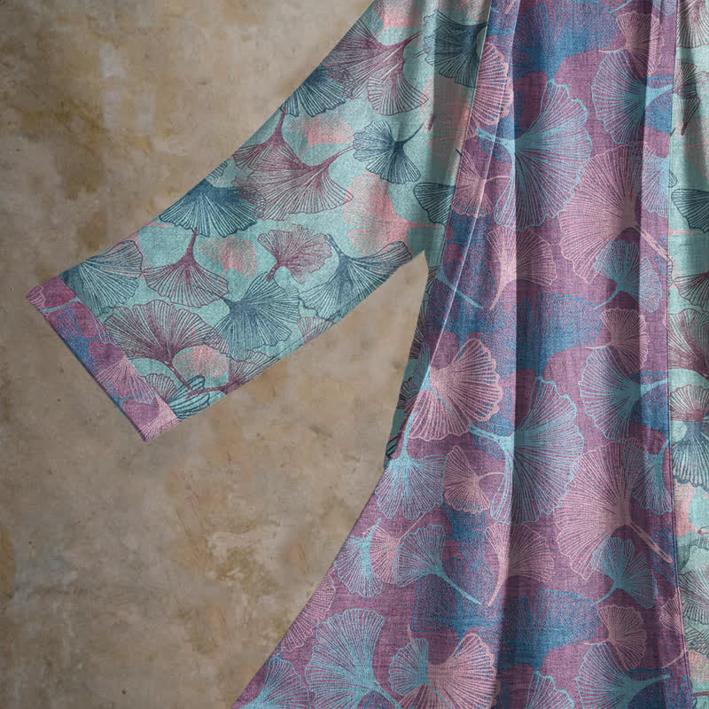 Kimono in cotone con foglie di ginkgo da sogno - image 3