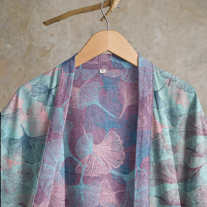 Kimono in cotone con foglie di ginkgo da sogno - image 2