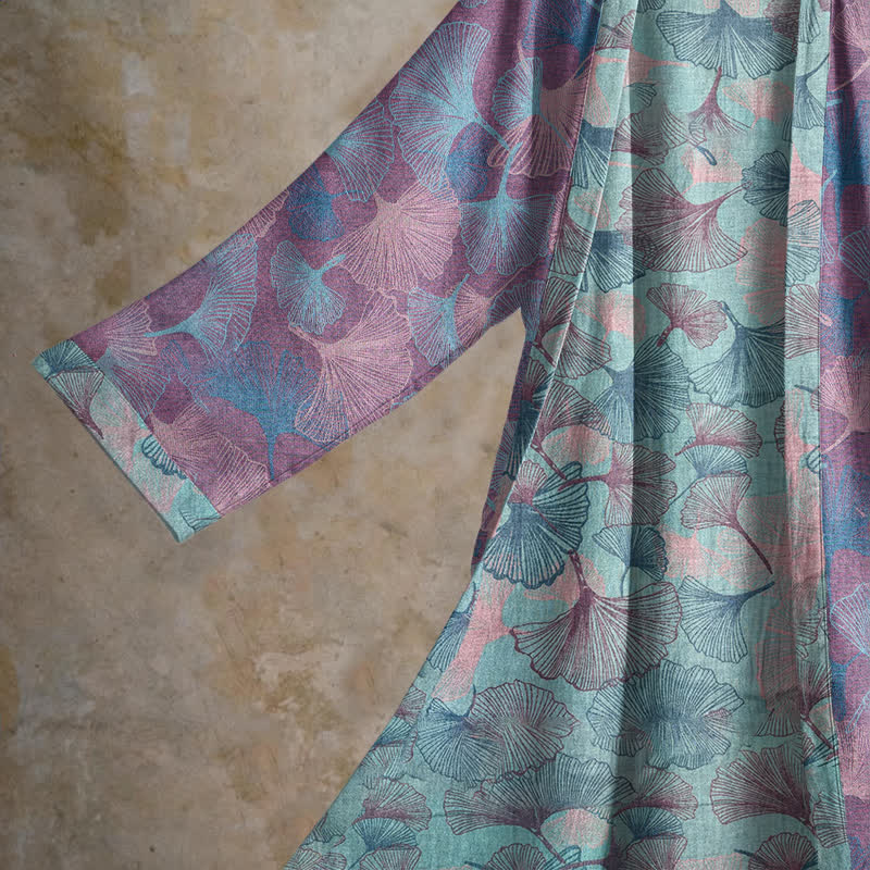 Kimono in cotone con foglie di ginkgo da sogno - image 9