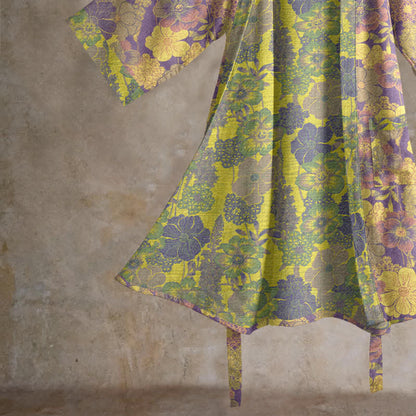 Kimono in cotone con stampa floreale viola - image 4