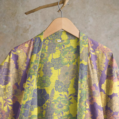 Kimono in cotone con stampa floreale viola - image 2