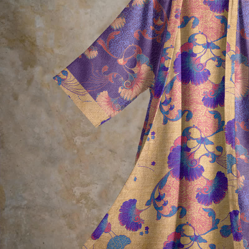 Kimono da casa in garza di cotone a fantasia floreale - image 3