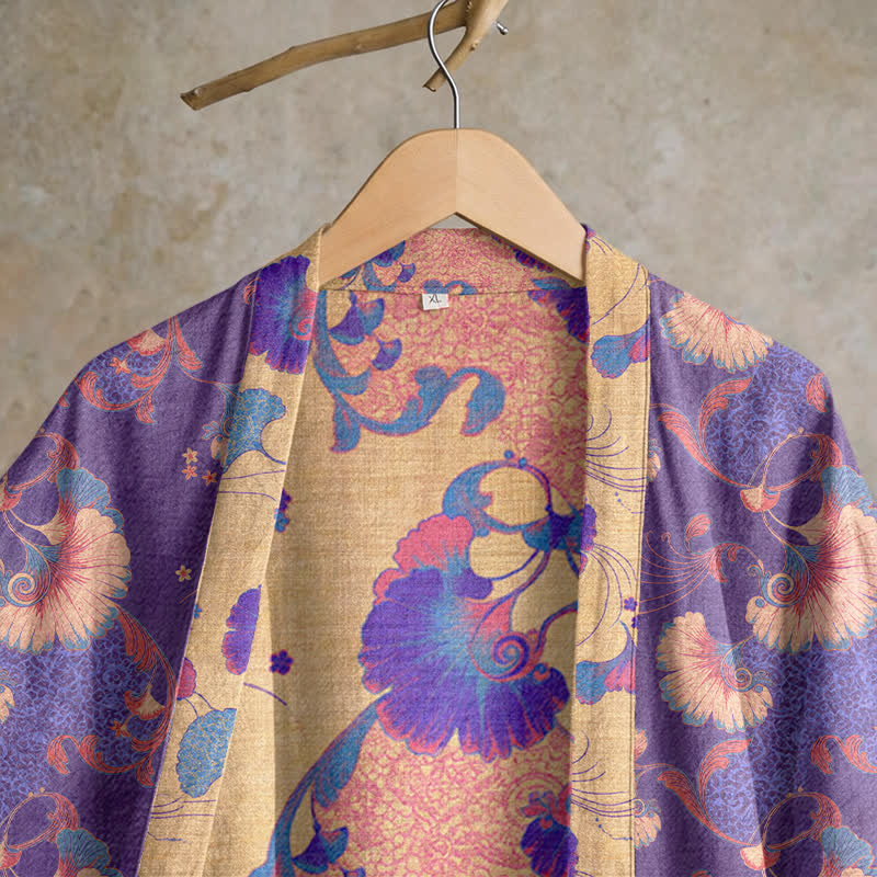 Kimono da casa in garza di cotone a fantasia floreale - image 2