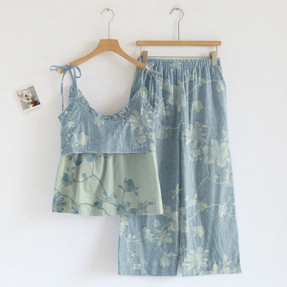 Completo da casa in cotone con stampa floreale vintage - image 1