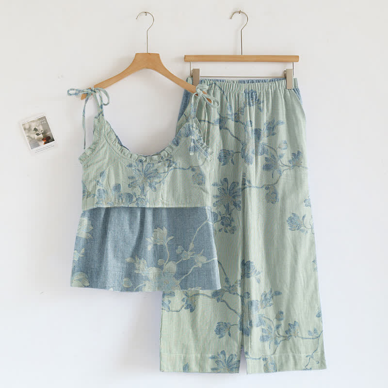 Completo da casa in cotone con stampa floreale vintage - image 5