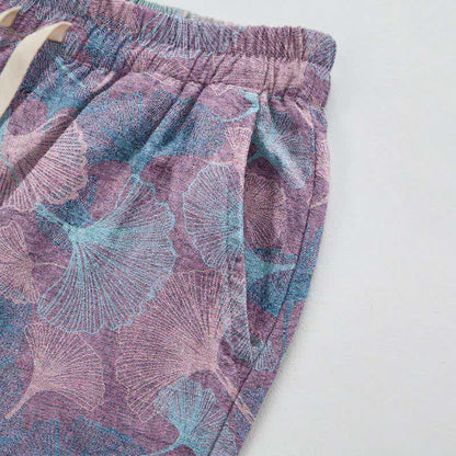Pantaloni da casa vintage in cotone con foglie di ginkgo - image 9