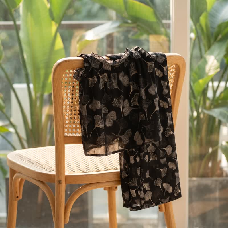 Completo da casa in cotone con foglie di ginkgo vintage - image 5