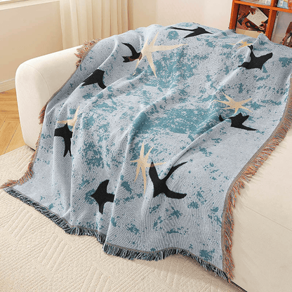 Coperta decorativa con stella e motivo rondine nel cielo artistico - image 4
