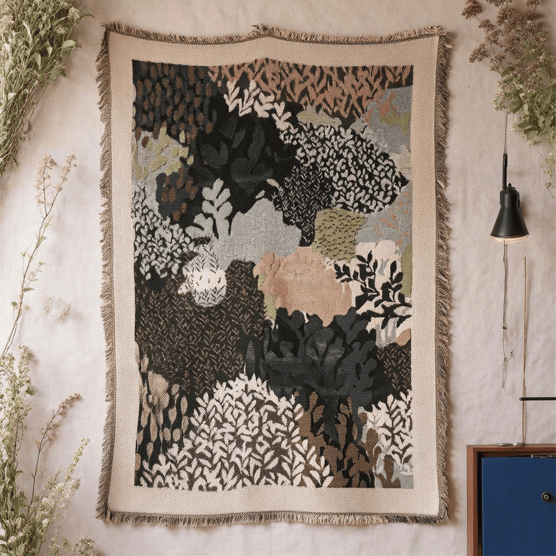 Coperta con motivo astratto di fogliame forestale - 180cm x 130cm - image 0