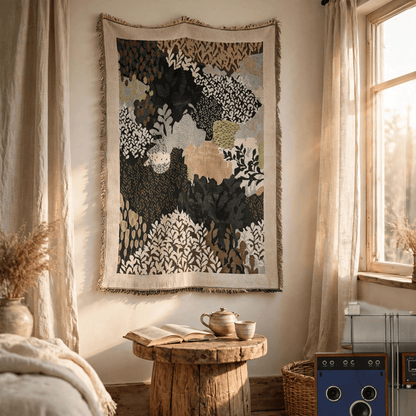 Coperta con motivo astratto di fogliame forestale - image 1