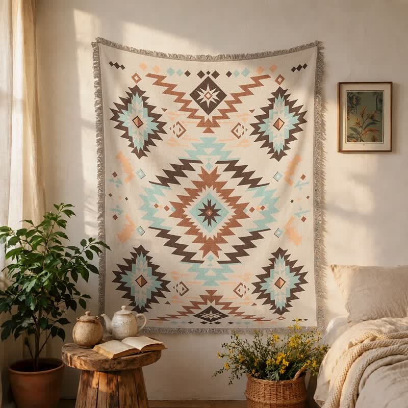 Plaid decorativo con nappe geometriche in stile bohémien del sud-ovest - image 2