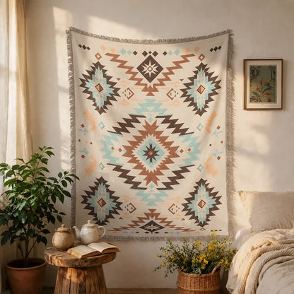 Plaid decorativo con nappe geometriche in stile bohémien del sud-ovest - image 2