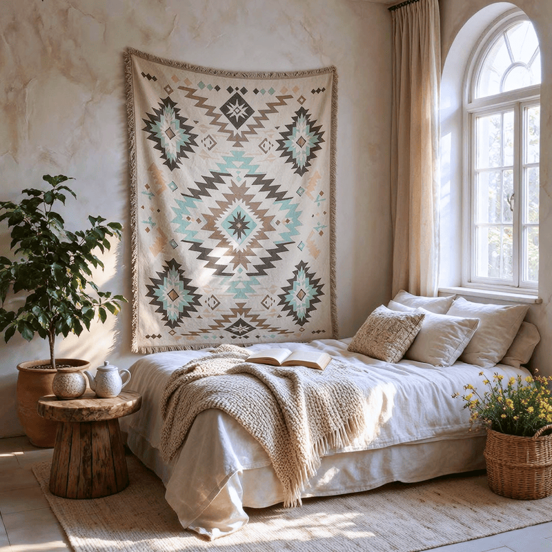 Plaid decorativo con nappe geometriche in stile bohémien del sud-ovest - image 3