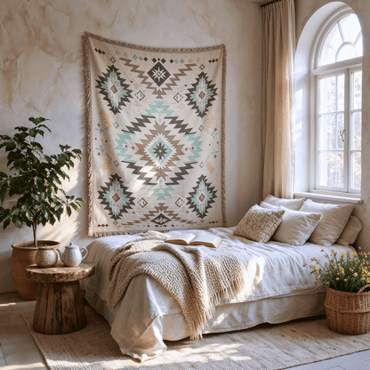 Plaid decorativo con nappe geometriche in stile bohémien del sud-ovest - image 3