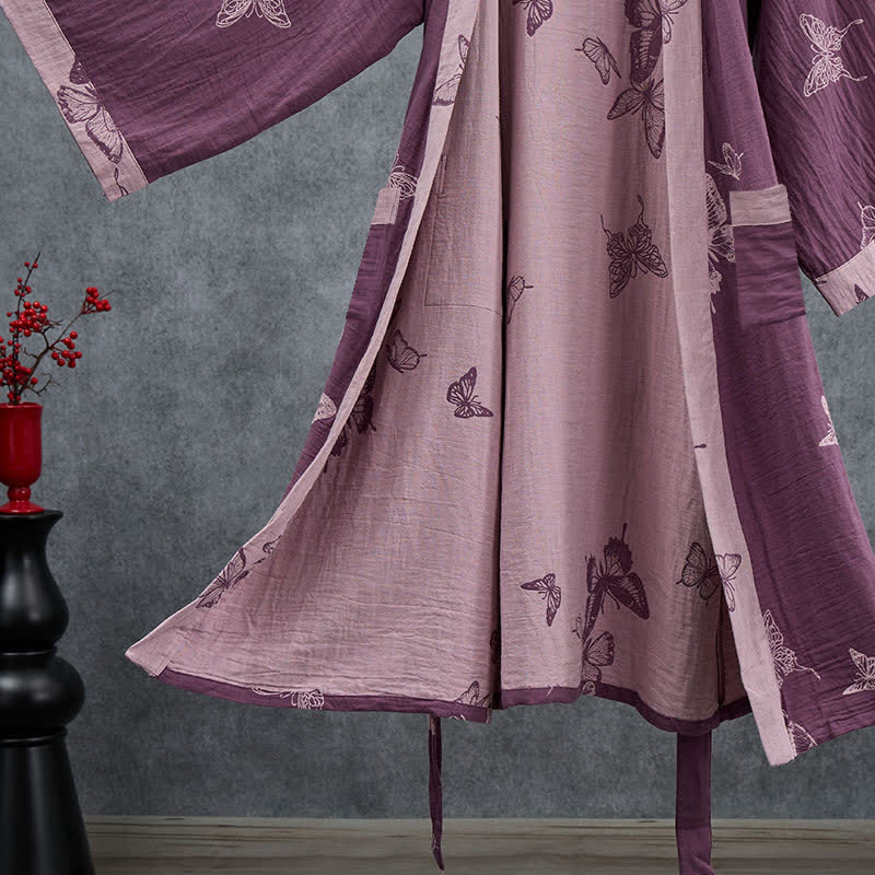 Kimono in doppia garza di cotone con motivo a farfalla - image 4