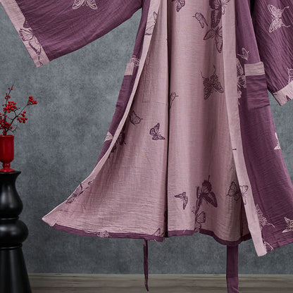 Kimono in doppia garza di cotone con motivo a farfalla - image 4