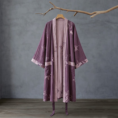 Kimono in doppia garza di cotone con motivo a farfalla - image 1