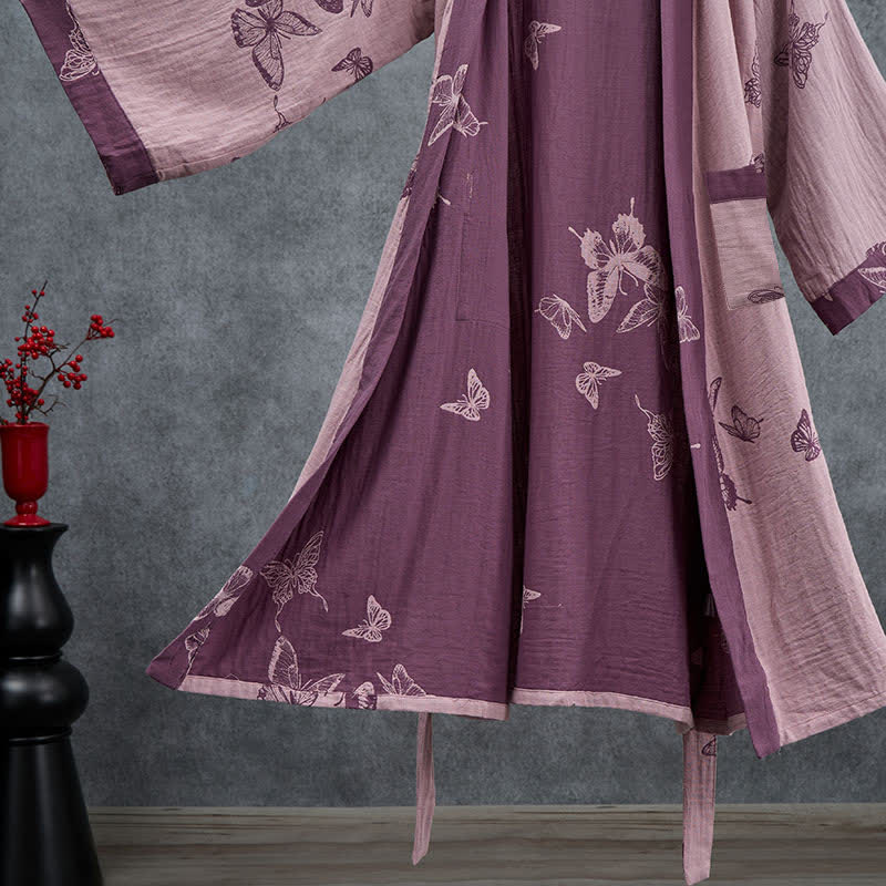 Kimono in doppia garza di cotone con motivo a farfalla - image 11