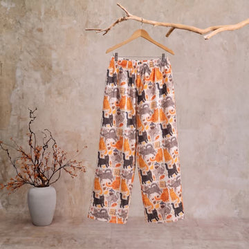 Pantaloni da casa in cotone con stampa a cartone animato del gatto arancione - XL - image 0