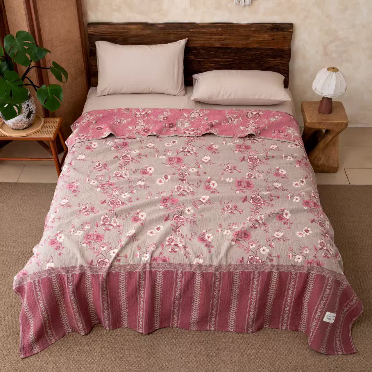 Trapunta leggera in cotone Cottage Bloom - Rosa - Matrimoniale Grande - image 2