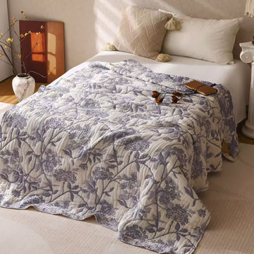 Trapunta vintage in garza di cotone jacquard con motivo floreale - Matrimoniale - image 0