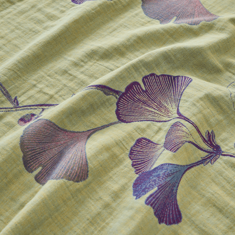 Set di biancheria da letto reversibile in cotone con motivo a foglie di ginkgo in stile retrò - image 11