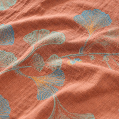 Set di biancheria da letto reversibile in cotone con motivo a foglie di ginkgo in stile retrò - image 22
