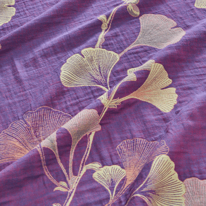 Set di biancheria da letto reversibile in cotone con motivo a foglie di ginkgo in stile retrò - image 5