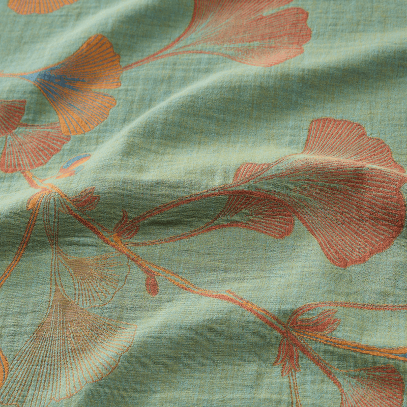 Set di biancheria da letto reversibile in cotone con motivo a foglie di ginkgo in stile retrò - image 17