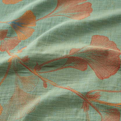 Set di biancheria da letto reversibile in cotone con motivo a foglie di ginkgo in stile retrò - image 17