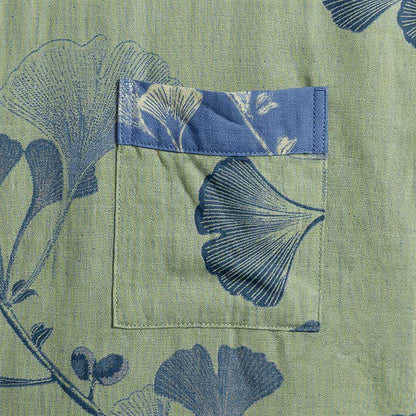 Kimono in cotone con foglie di ginkgo in stile retrò - image 26