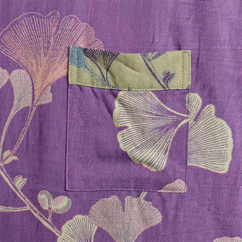 Kimono in cotone con foglie di ginkgo in stile retrò - image 4