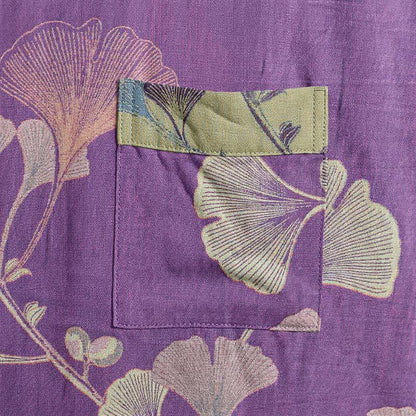 Kimono in cotone con foglie di ginkgo in stile retrò - image 4