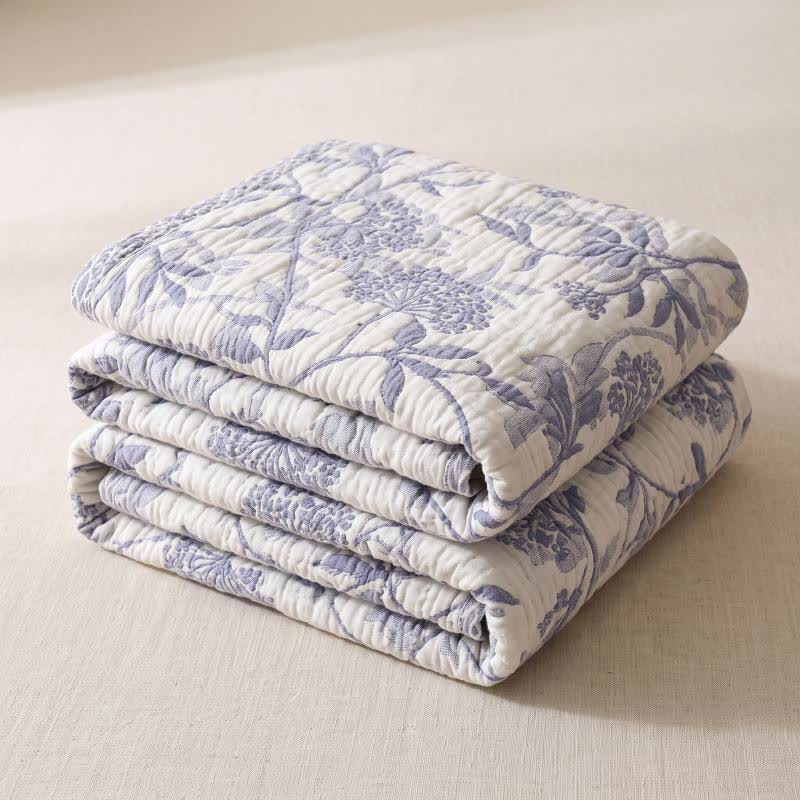Trapunta vintage in garza di cotone jacquard con motivo floreale - image 2