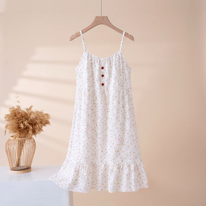 Camicia da notte in garza di cotone a fiori rossi - XL - image 0