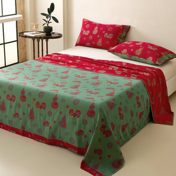 Copriletto reversibile in mussola con motivo a zucca - 2 federe - 48cm x 74cm - image 0