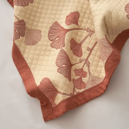 Coperta in cotone con motivo a foglie di ginkgo rosse - image 17