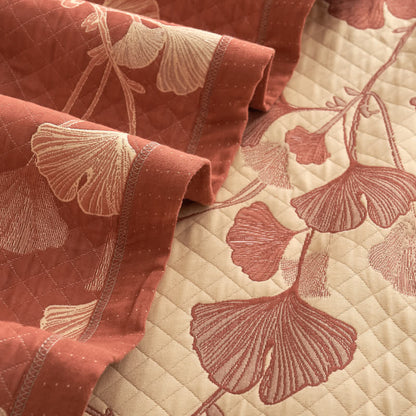 Coperta in cotone con motivo a foglie di ginkgo rosse - image 16