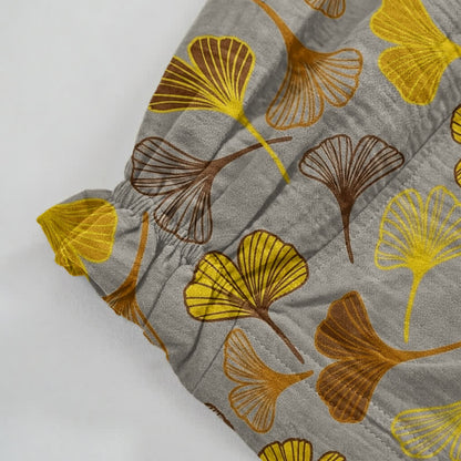Pantaloni da casa in cotone con stampa a foglie di ginkgo multicolore - image 14