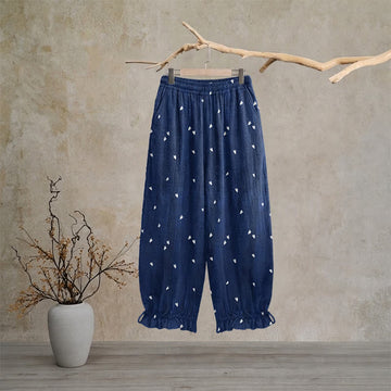 Pantaloni da casa blu navy con stampa a cuori stravaganti - XL - image 0