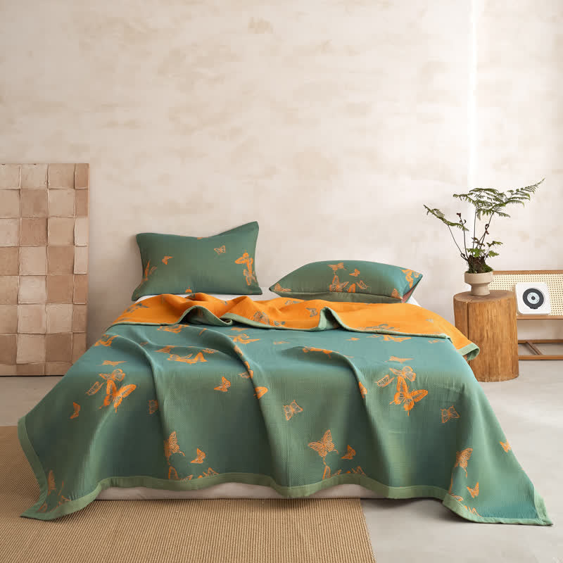 Elegante trapunta in cotone con stampa a farfalle - image 2