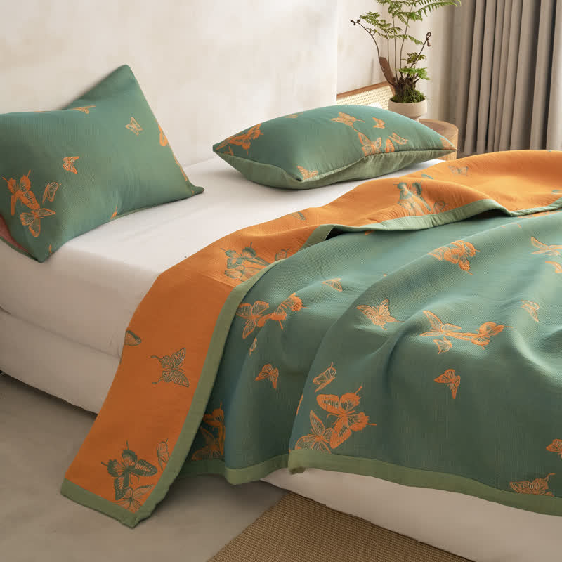 Elegante trapunta in cotone con stampa a farfalle - image 1