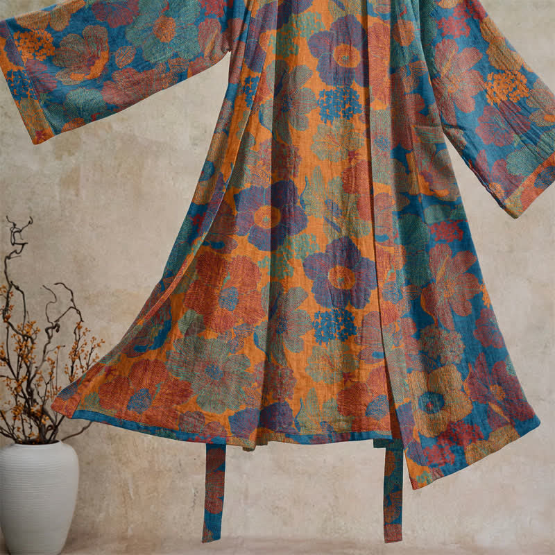 Kimono vintage in cotone con motivo floreale - image 8